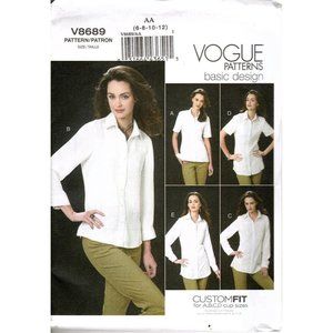 Vogue V8689 Misses 6 to 12 Button Front Shirt Uncut Sewing Pattern